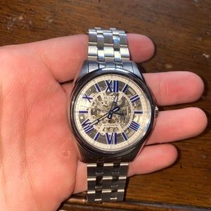 Bulova Skeleton Watch with blue accents